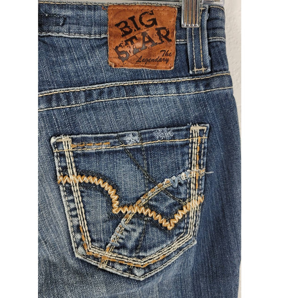 Big Star Maddie Mid Rise Fit Distressed Whiskering Bootcut Jeans 27R - Picture 3 of 7